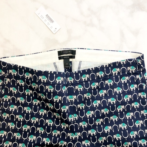 J. Crew Navy Elephant Print Slim Ankle Pants - Picture 3 of 7